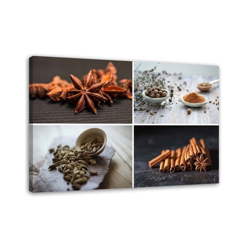 Wall art painting - Cinnamon cardamom spice collage | FEEBY