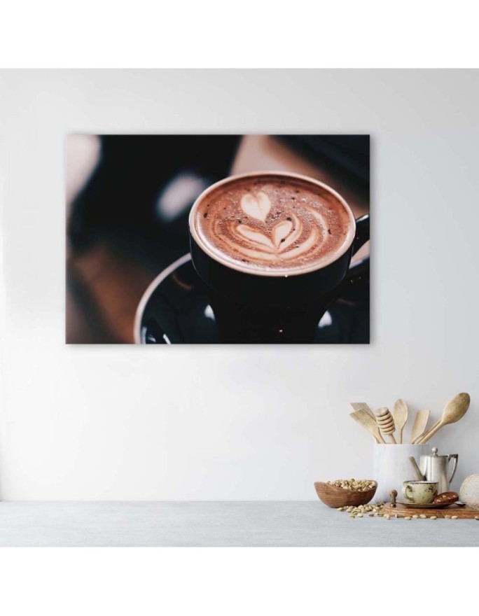 Designer Canvas prints for home and office - Coffee Latte cup for kitchen | FEEBY
