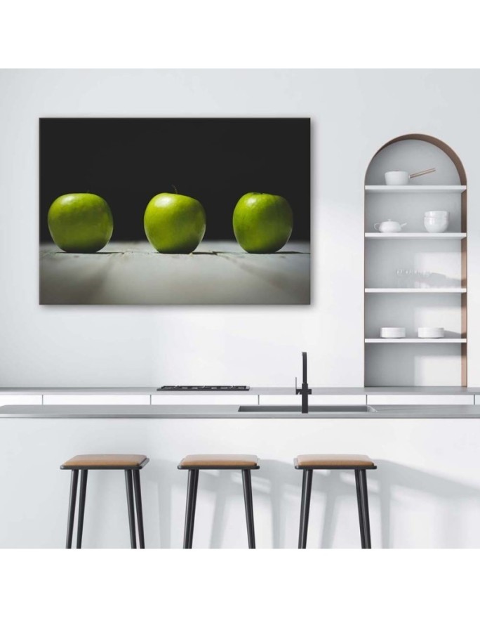 Canvas prints for kitchen wall - Three green apples | FEEBY