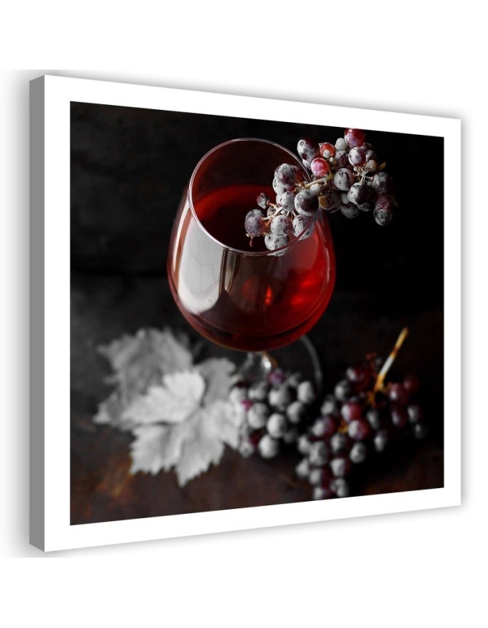 Canvas print for the kitchen - Wine glass and grapes | FEEBY