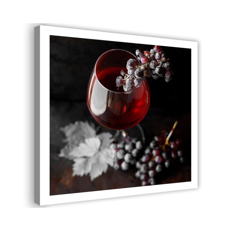 Canvas print for the kitchen - Wine glass and grapes | FEEBY