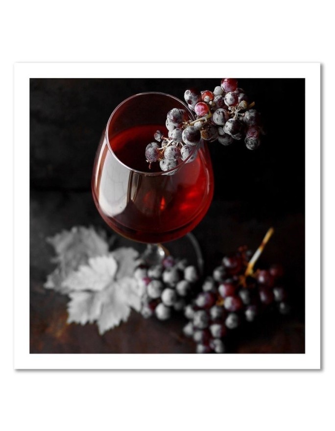 Canvas print for the kitchen - Wine glass and grapes | FEEBY