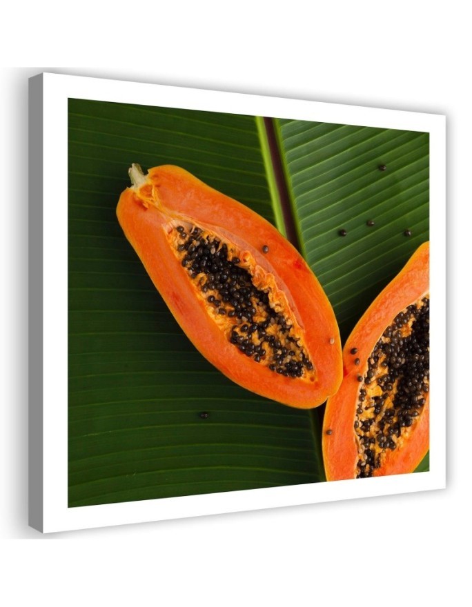 Decorative Canvas painting for the kitchen - Papaya on a leaf | FEEBY