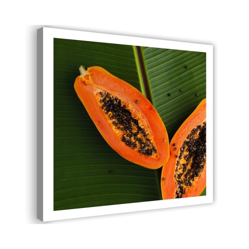 Decorative Canvas painting for the kitchen - Papaya on a leaf | FEEBY