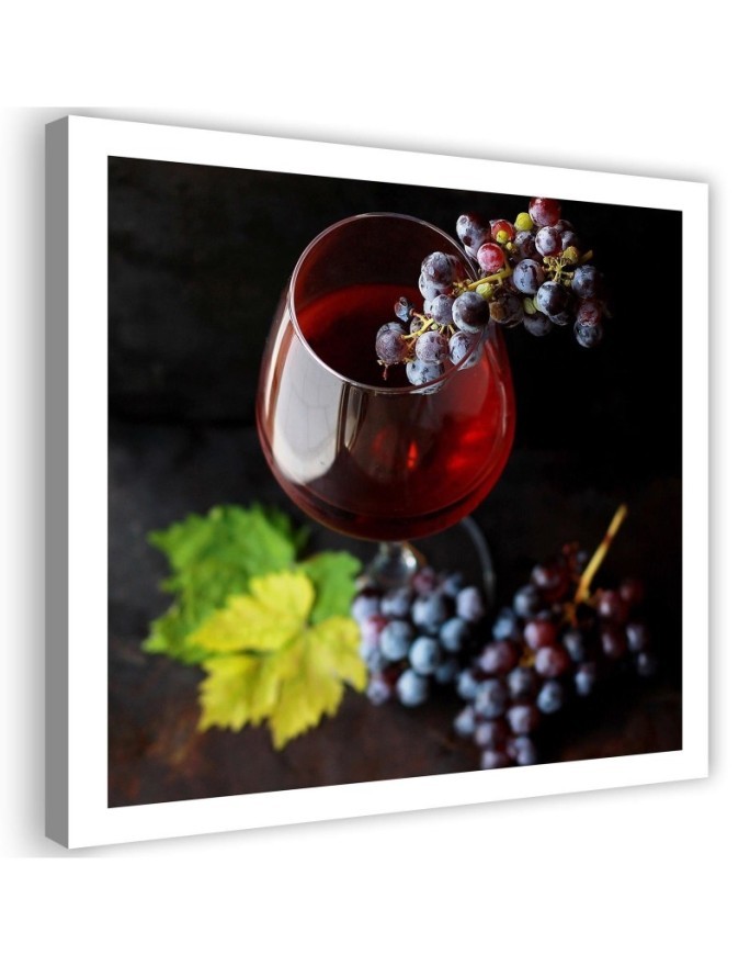 Paintings Canvas for the kitchen - Red wine and grapes | FEEBY