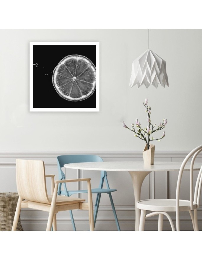 Wall art painting for kitchen - Lemon slice black and white | FEEBY