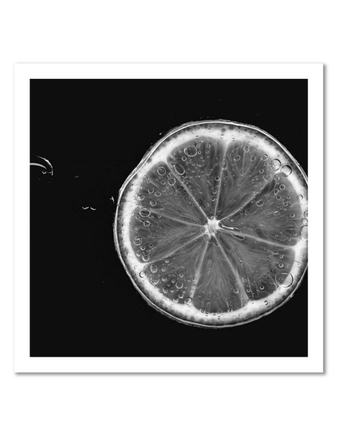 Wall art painting for kitchen - Lemon slice black and white | FEEBY