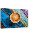 Canvas prints for kitchen - Coffee on coloured wood | FEEBY