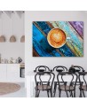 Canvas prints for kitchen - Coffee on coloured wood | FEEBY
