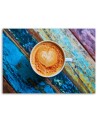 Canvas prints for kitchen - Coffee on coloured wood | FEEBY
