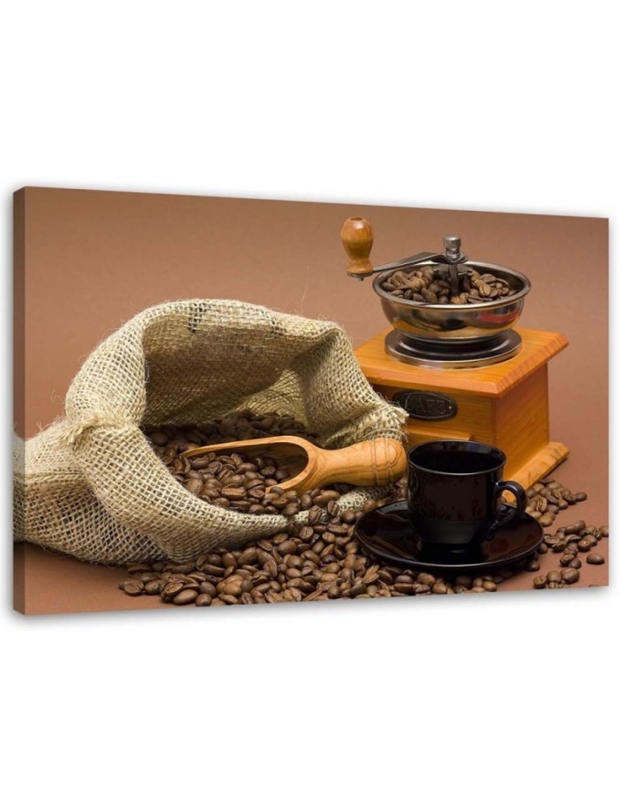 Decorative Canvas painting for the kitchen - Grinder and coffee beans | FEEBY