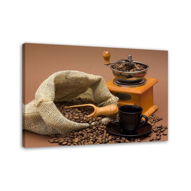 Decorative Canvas painting for the kitchen - Grinder and coffee beans | FEEBY