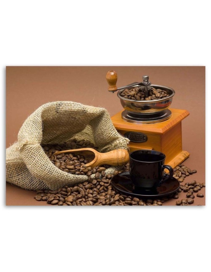 Decorative Canvas painting for the kitchen - Grinder and coffee beans | FEEBY