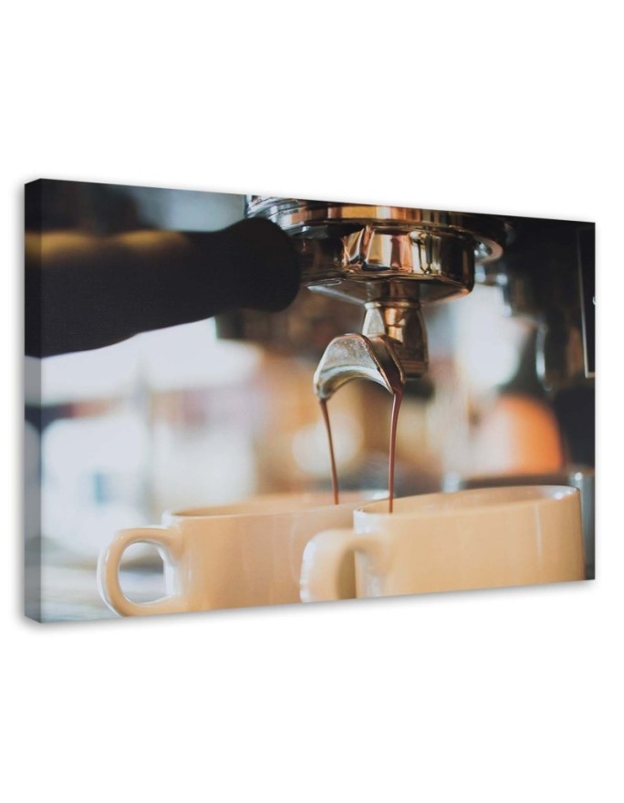 Pictures on Canvas for the kitchen - Fresh coffee from the coffee machine | FEEBY