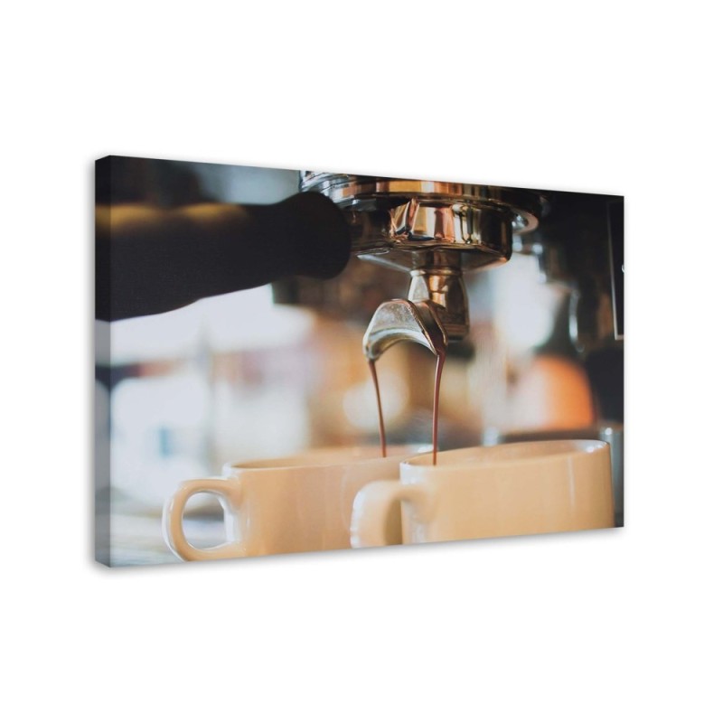 Pictures on Canvas for the kitchen - Fresh coffee from the coffee machine | FEEBY