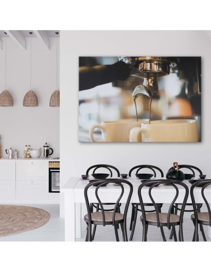 Pictures on Canvas for the kitchen - Fresh coffee from the coffee machine | FEEBY