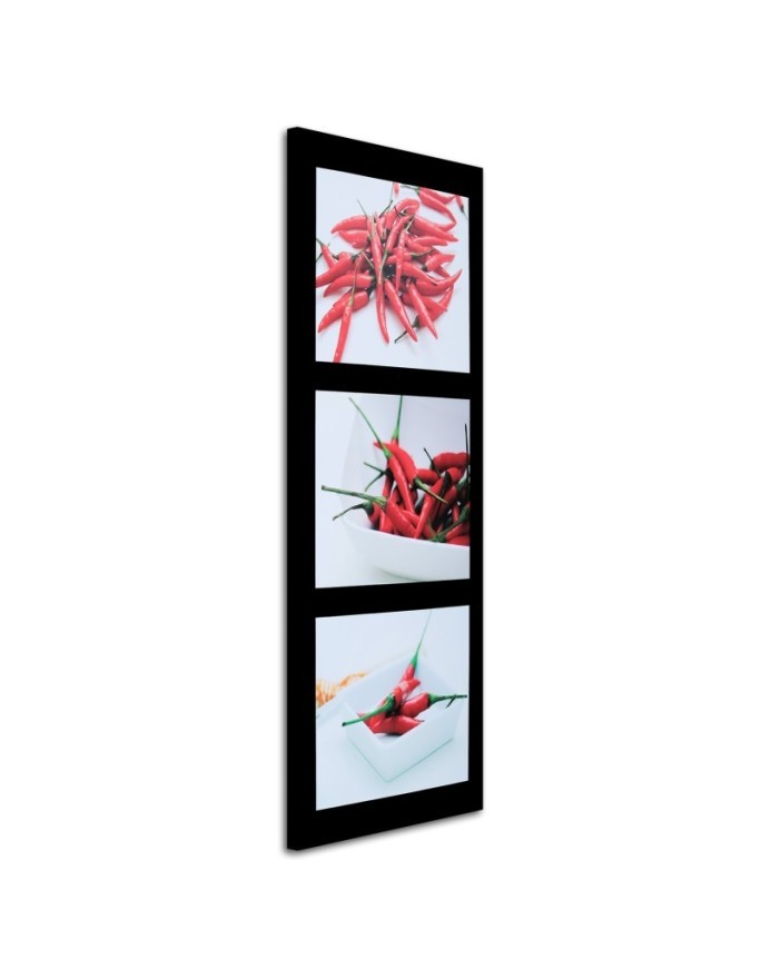 Canvas prints for dining room - Red chili peppers on black background | FEEBY