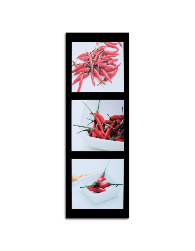 Canvas prints for dining room - Red chili peppers on black background | FEEBY