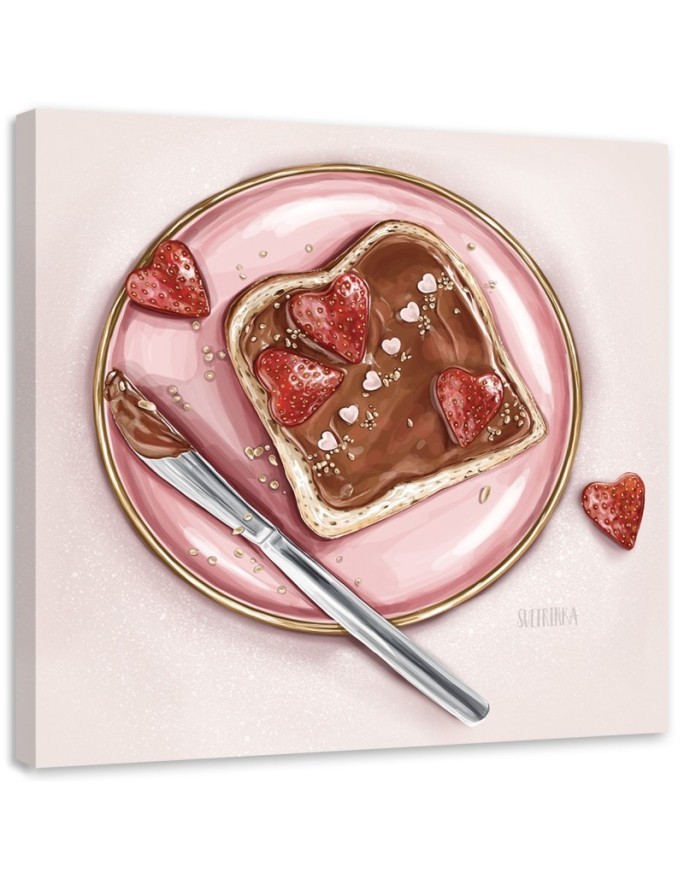Canvas prints for the kitchen - Sandwich with nutella and strawberries Svetrinka.art | FEEBY