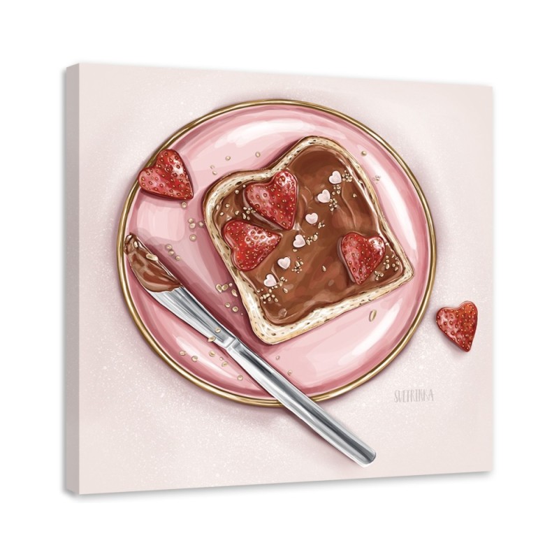 Canvas prints for the kitchen - Sandwich with nutella and strawberries Svetrinka.art | FEEBY