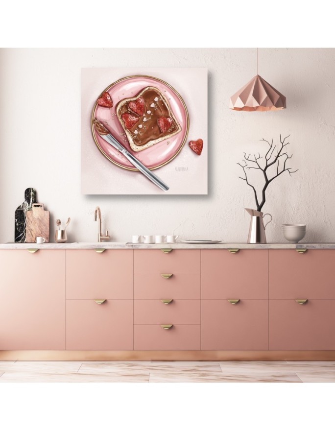 Canvas prints for the kitchen - Sandwich with nutella and strawberries Svetrinka.art | FEEBY