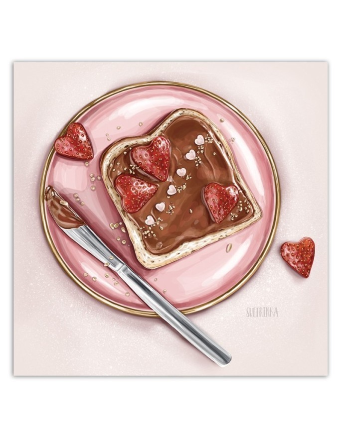 Canvas prints for the kitchen - Sandwich with nutella and strawberries Svetrinka.art | FEEBY