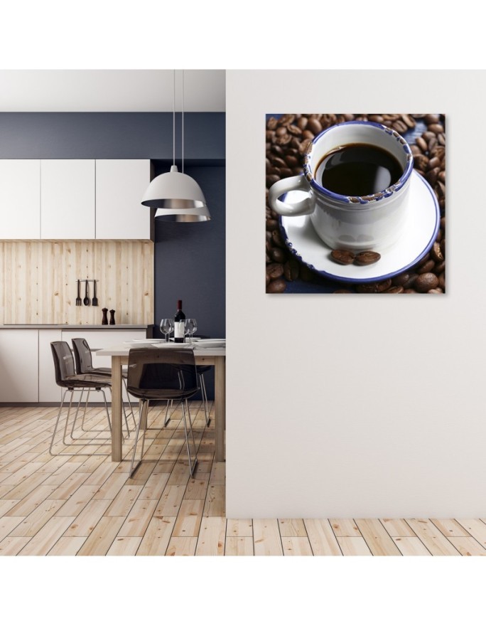 Decorative Canvas prints for the kitchen - Black coffee cup | FEEBY