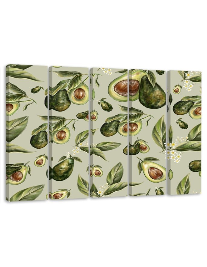 Avocado fruit 5 Piece - Canvas painting | FEEBY