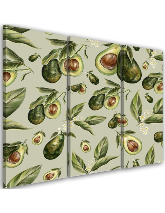 Three-part painting for the kitchen - Avocado fruit | FEEBY