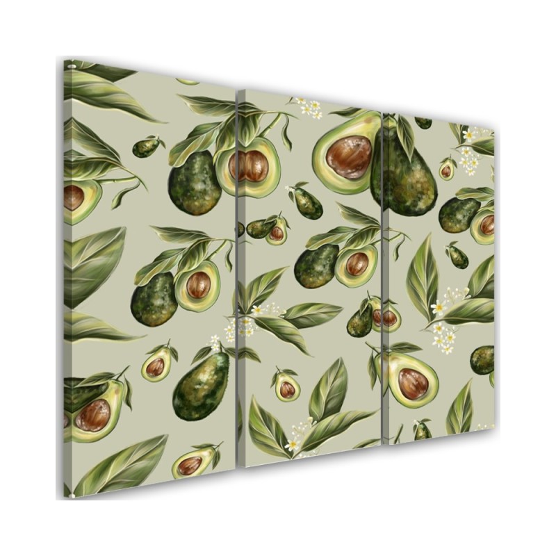 Three-part painting for the kitchen - Avocado fruit | FEEBY