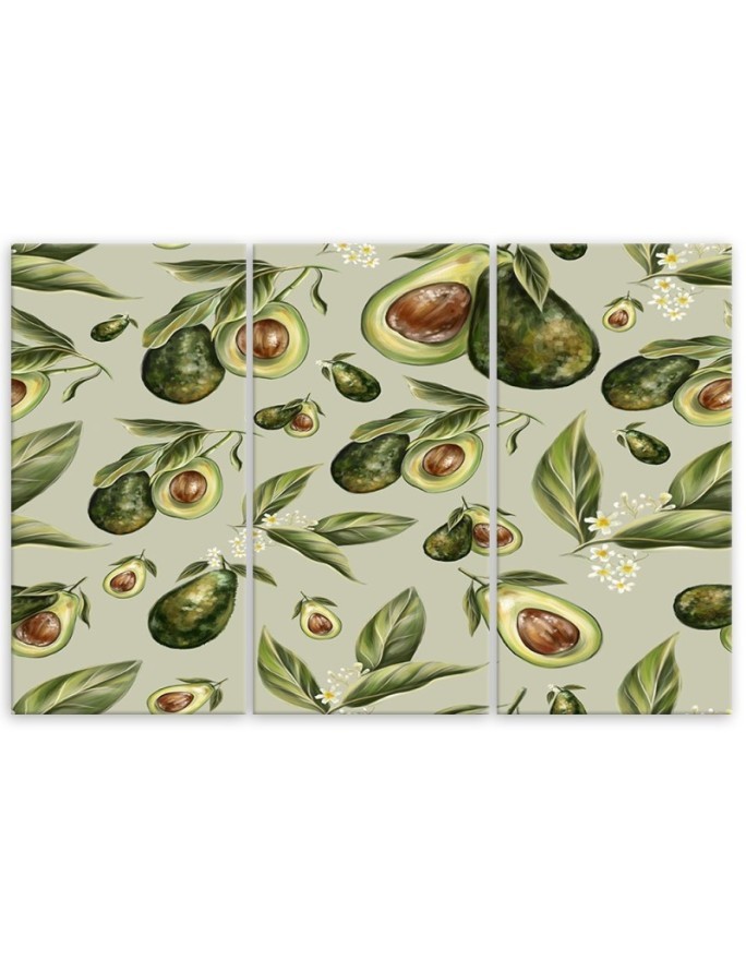 Three-part painting for the kitchen - Avocado fruit | FEEBY