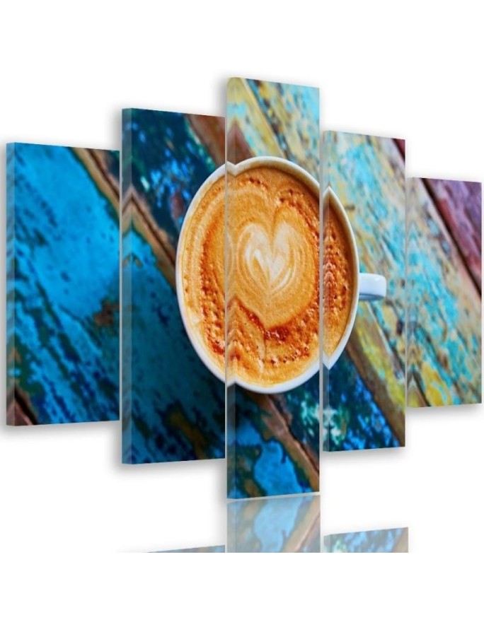 5 Piece Canvas print for kitchen - Coffee cup colourful | FEEBY