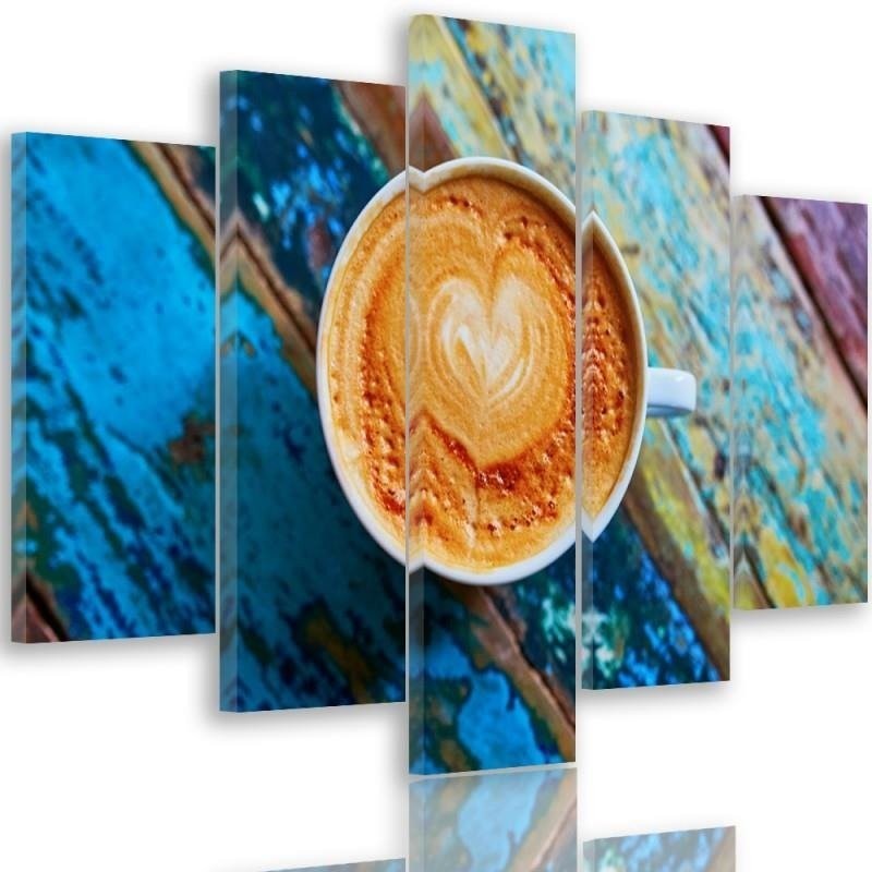 5 Piece Canvas print for kitchen - Coffee cup colourful | FEEBY