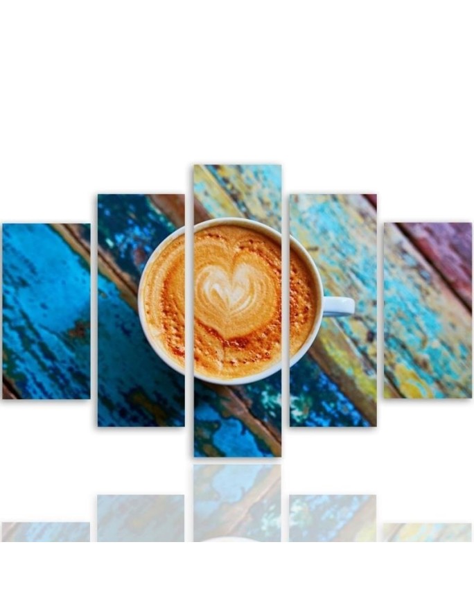 5 Piece Canvas print for kitchen - Coffee cup colourful | FEEBY