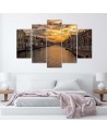 5 piece Canvas print for living room - City by the river | FEEBY