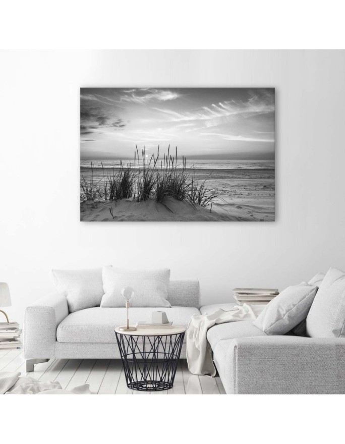 Canvas prints for bedroom - Beach sea dunes grasses black and white | FEEBY