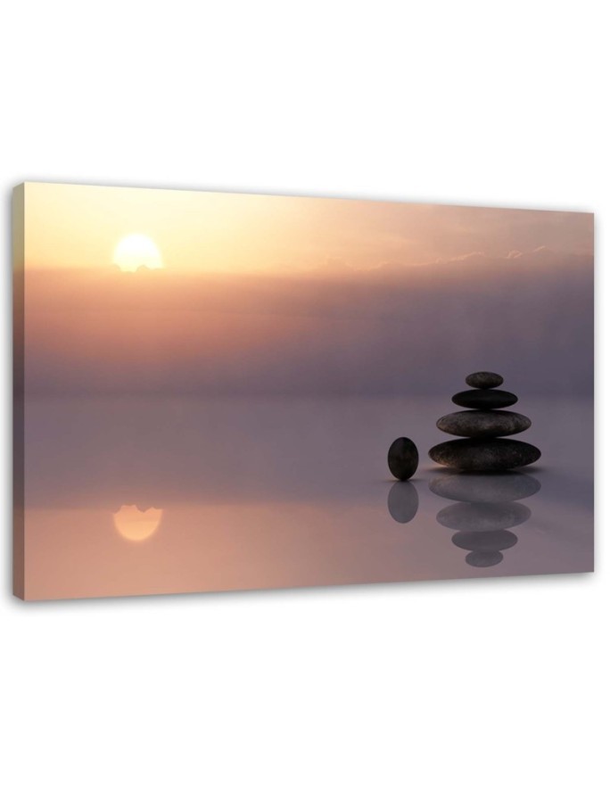 Modern Canvas painting for living room - Zen stones by the sea | FEEBY