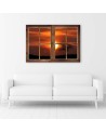 Window view of sunset - Modern Canvas painting for bedroom | FEEBY