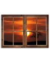 Window view of sunset - Modern Canvas painting for bedroom | FEEBY