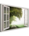 Window view of a tree in the mist - Canvas painting for living room | FEEBY