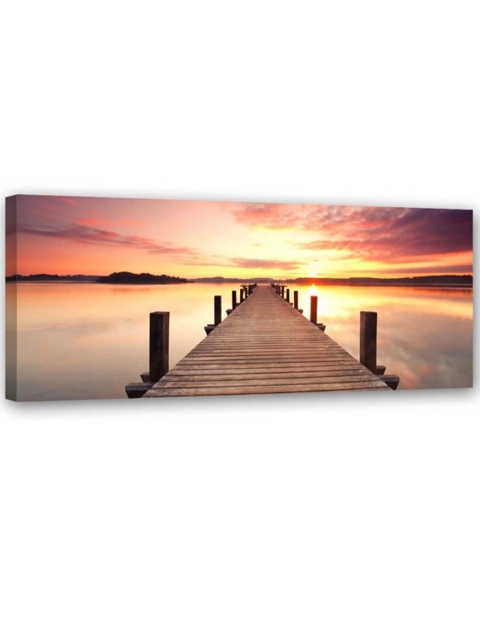 Sunset over the pier panoramic - Canvas print modern | FEEBY
