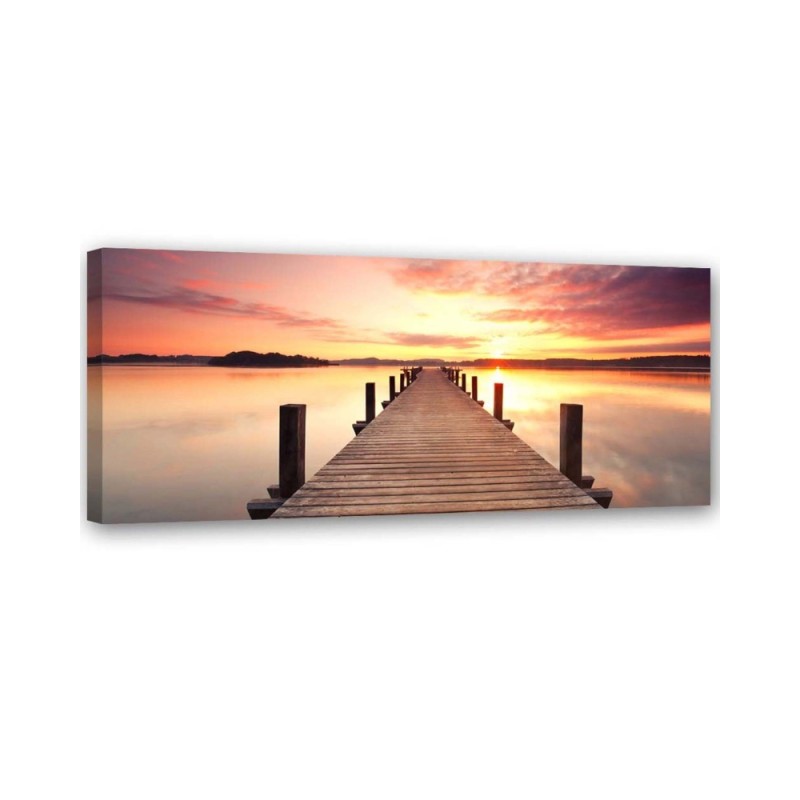 Sunset over the pier panoramic - Canvas print modern | FEEBY