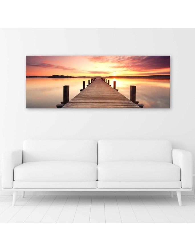 Sunset over the pier panoramic - Canvas print modern | FEEBY
