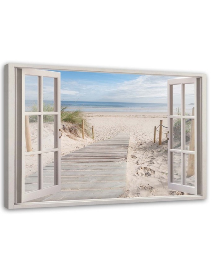View from the window to the sea beach - Canvas prints for the living room | FEEBY
