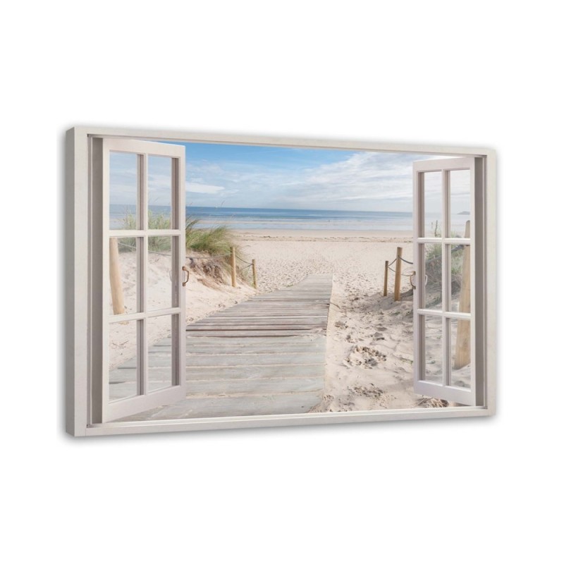 View from the window to the sea beach - Canvas prints for the living room | FEEBY