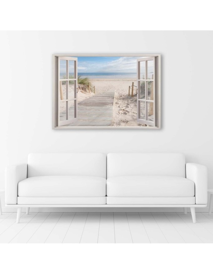 View from the window to the sea beach - Canvas prints for the living room | FEEBY