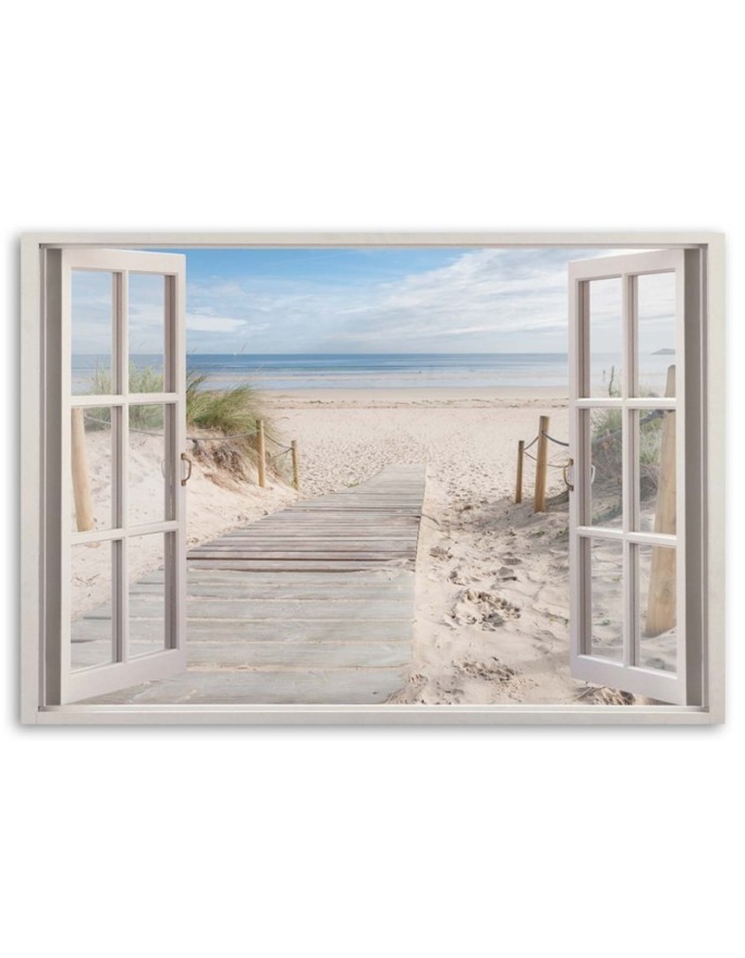 View from the window to the sea beach - Canvas prints for the living room | FEEBY