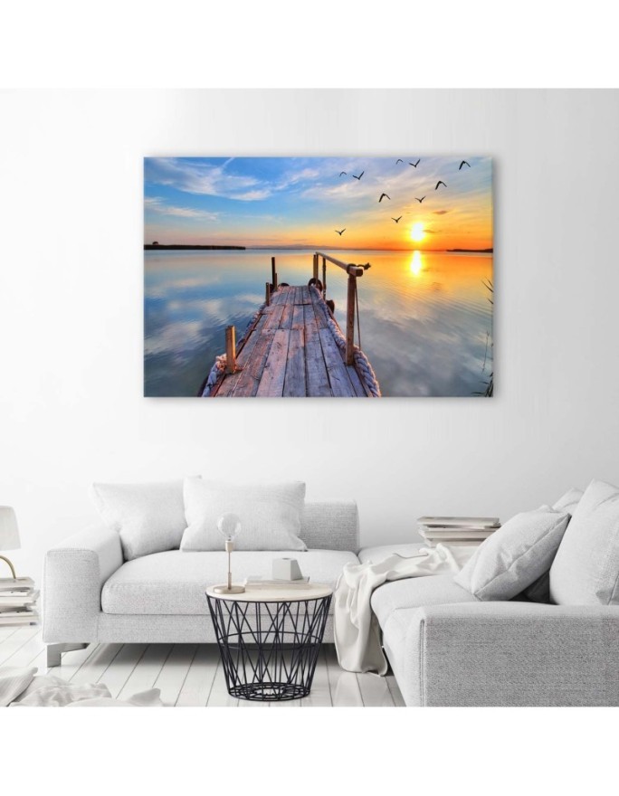 Canvas painting - Lake bridge sunset | FEEBY