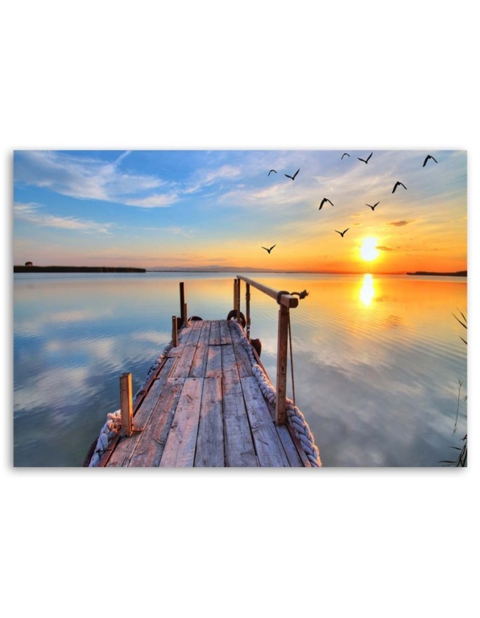 Canvas painting - Lake bridge sunset | FEEBY