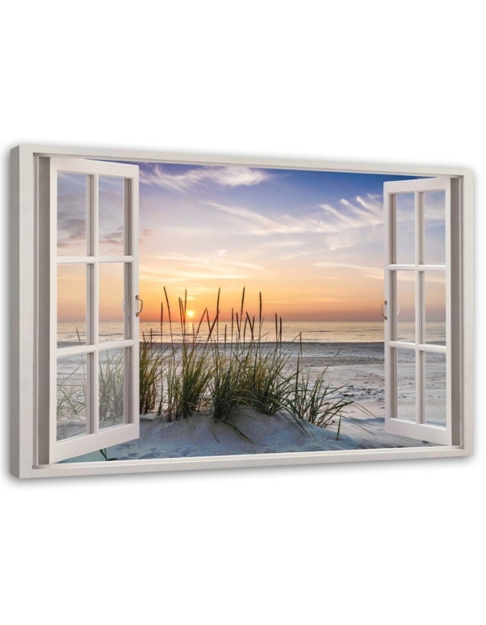 Canvas prints for bedroom - Window view of the sea beach | FEEBY